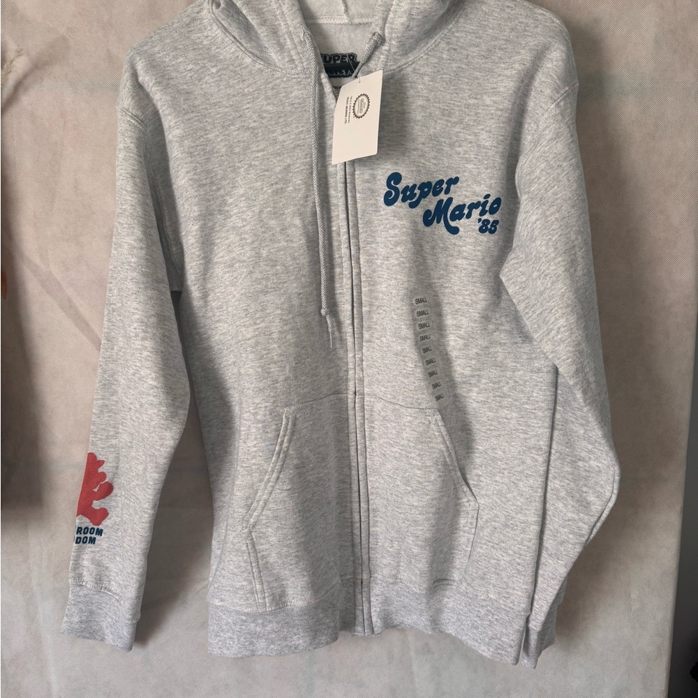 Nintendo Super Mario Gray Zip-Up Hoodie